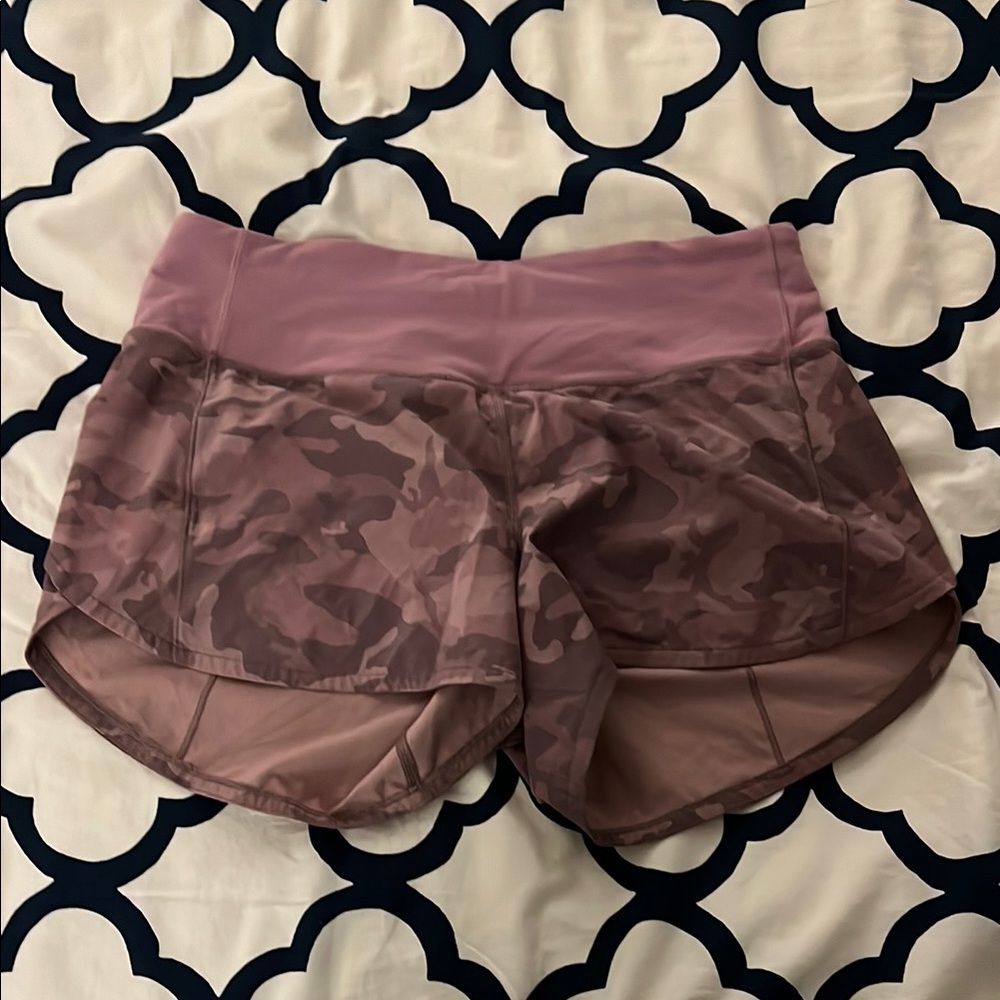 Lululemon Athletica Pink Camo Speed Up Lined 4” Short
